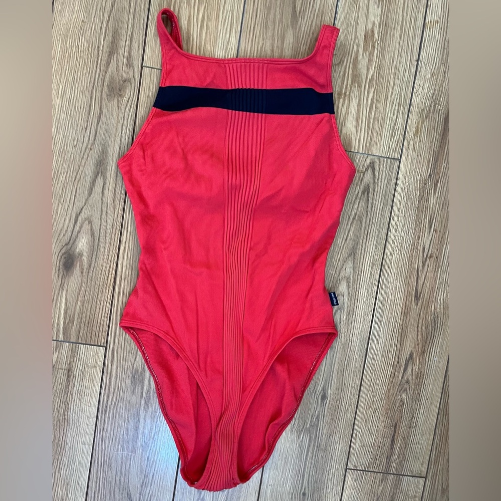 VTG Nautica Swimwear - Red/Navy Stripe One Piece Swimsuit | Sz: 12  **